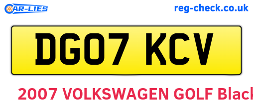 DG07KCV are the vehicle registration plates.