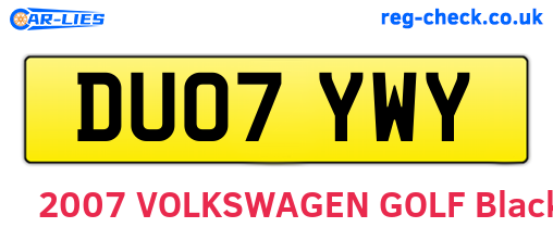 DU07YWY are the vehicle registration plates.