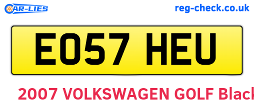 EO57HEU are the vehicle registration plates.