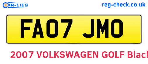 FA07JMO are the vehicle registration plates.
