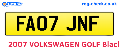 FA07JNF are the vehicle registration plates.