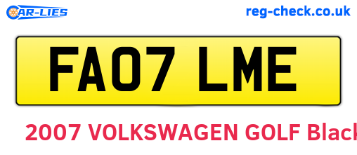 FA07LME are the vehicle registration plates.