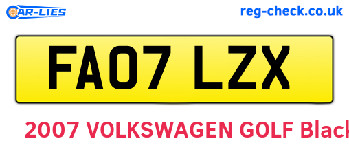 FA07LZX are the vehicle registration plates.