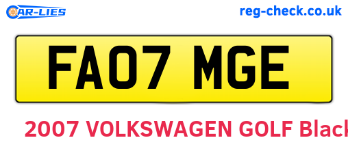 FA07MGE are the vehicle registration plates.