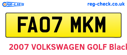 FA07MKM are the vehicle registration plates.