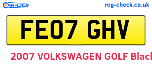 FE07GHV are the vehicle registration plates.