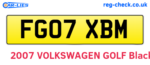 FG07XBM are the vehicle registration plates.