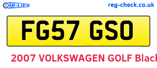FG57GSO are the vehicle registration plates.