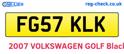 FG57KLK are the vehicle registration plates.