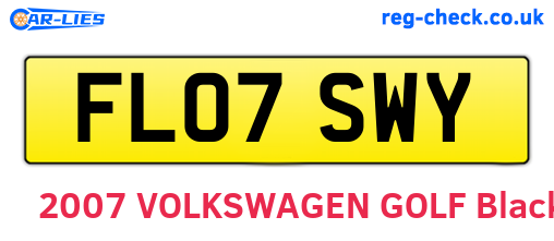 FL07SWY are the vehicle registration plates.