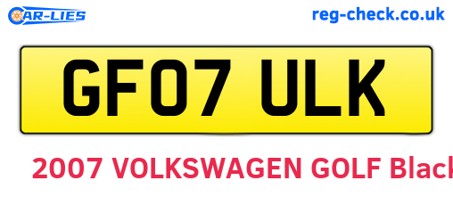 GF07ULK are the vehicle registration plates.