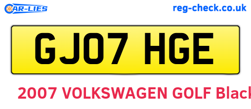 GJ07HGE are the vehicle registration plates.