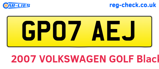 GP07AEJ are the vehicle registration plates.