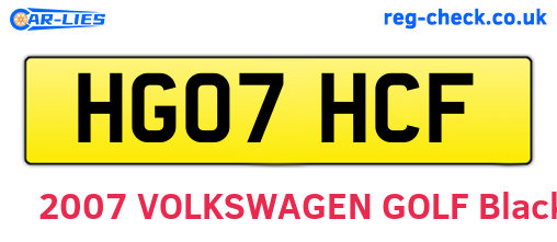 HG07HCF are the vehicle registration plates.