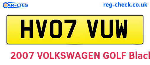HV07VUW are the vehicle registration plates.