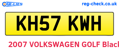 KH57KWH are the vehicle registration plates.