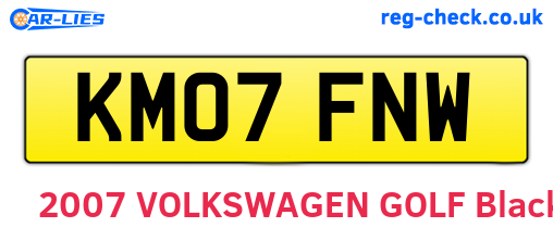 KM07FNW are the vehicle registration plates.