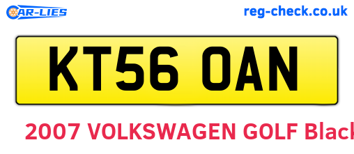 KT56OAN are the vehicle registration plates.
