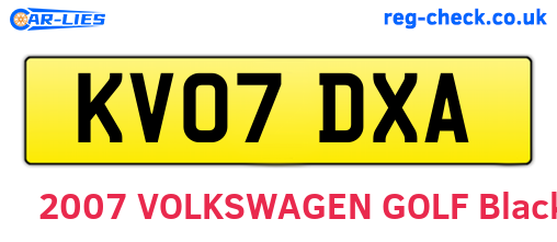 KV07DXA are the vehicle registration plates.