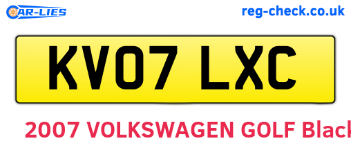 KV07LXC are the vehicle registration plates.