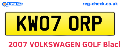KW07ORP are the vehicle registration plates.