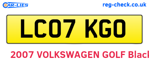 LC07KGO are the vehicle registration plates.