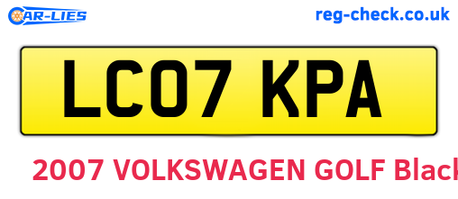 LC07KPA are the vehicle registration plates.