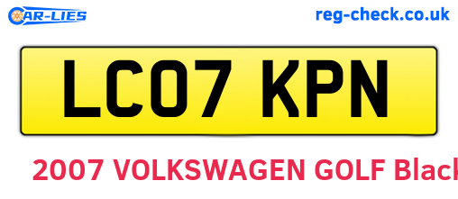 LC07KPN are the vehicle registration plates.