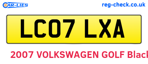 LC07LXA are the vehicle registration plates.