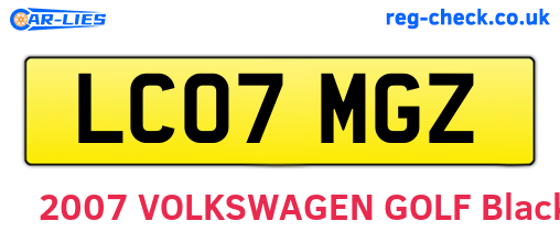 LC07MGZ are the vehicle registration plates.