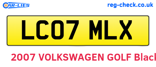 LC07MLX are the vehicle registration plates.