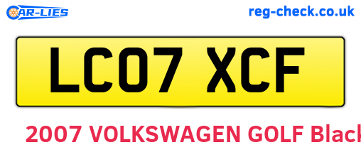 LC07XCF are the vehicle registration plates.