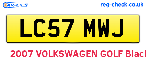 LC57MWJ are the vehicle registration plates.
