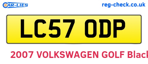 LC57ODP are the vehicle registration plates.