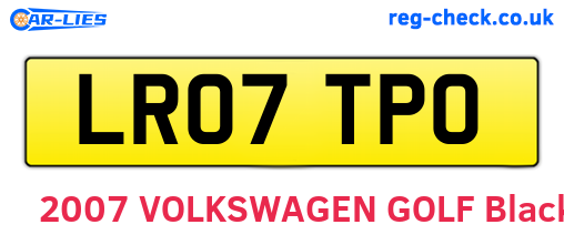 LR07TPO are the vehicle registration plates.