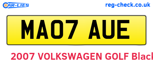 MA07AUE are the vehicle registration plates.