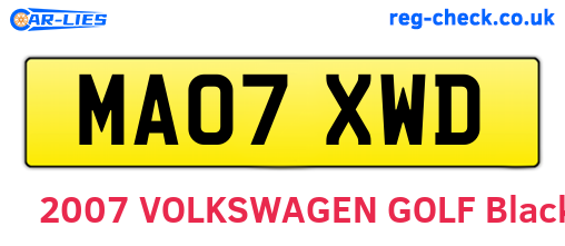 MA07XWD are the vehicle registration plates.