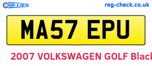 MA57EPU are the vehicle registration plates.