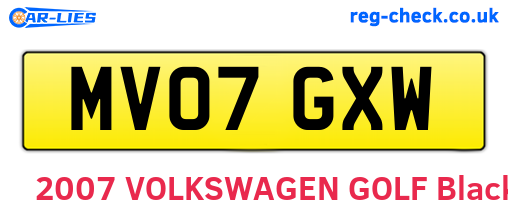 MV07GXW are the vehicle registration plates.