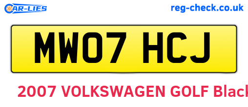 MW07HCJ are the vehicle registration plates.