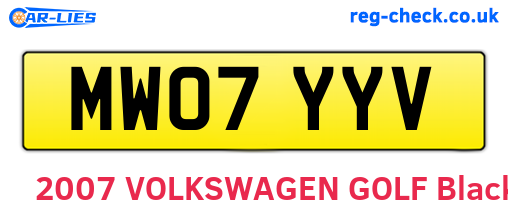 MW07YYV are the vehicle registration plates.