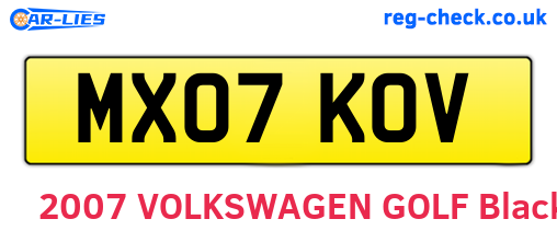 MX07KOV are the vehicle registration plates.