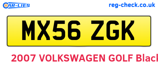 MX56ZGK are the vehicle registration plates.