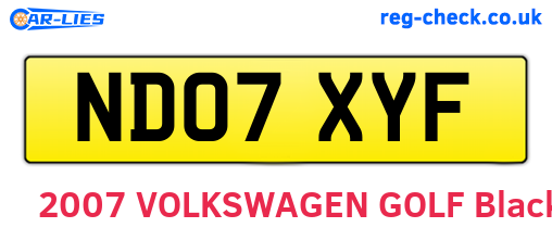 ND07XYF are the vehicle registration plates.