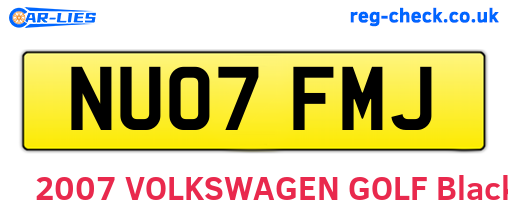 NU07FMJ are the vehicle registration plates.