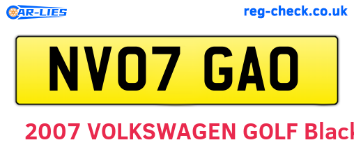 NV07GAO are the vehicle registration plates.