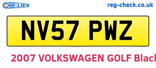 NV57PWZ are the vehicle registration plates.