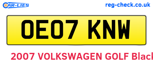 OE07KNW are the vehicle registration plates.