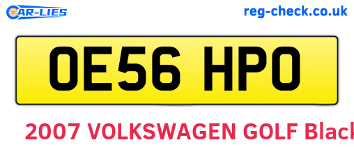 OE56HPO are the vehicle registration plates.
