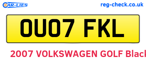OU07FKL are the vehicle registration plates.